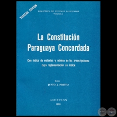 LA CONSTITUCIN PARAGUAYA CONCORDADA - Autor: JUSTO JOS PRIETO - Ao 1990